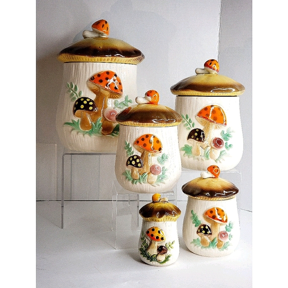 Vintage Other - Vintage - Merry Mushroom Canister Set